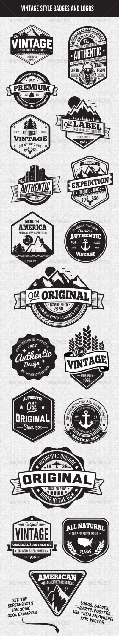 Vintage Style Badges and Logos Vol 3