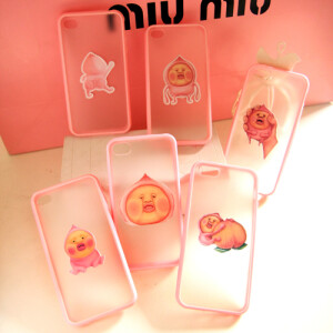 727可爱屁桃君原宿DIY苹果44s 55s手机壳硅胶磨砂手机套
