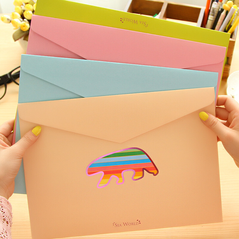 优湃文具&hearts;糖果色海洋动物A4文件袋韩国 试卷袋资料袋档案袋