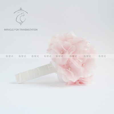 豹变式 独创 手工 真丝 粉色 新娘手捧花 伴娘花 婚品《Giggle》