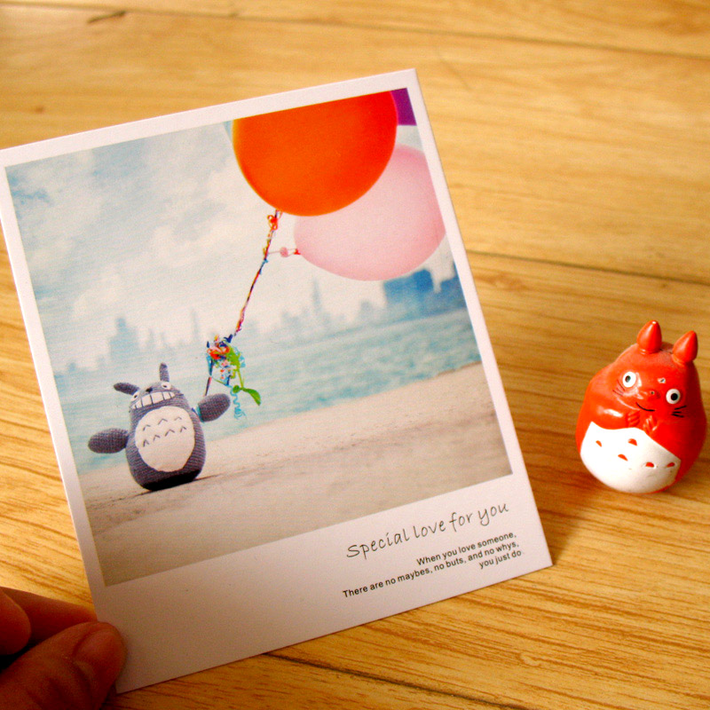 时尚LOMO风格 小清新明信片贺卡祝福卡片 L款龙猫与气球