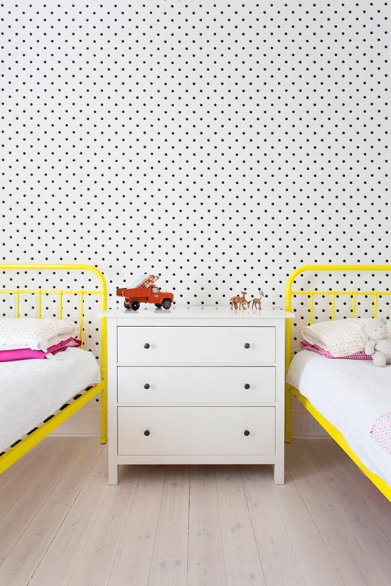 polka dot walls - shared kids' room