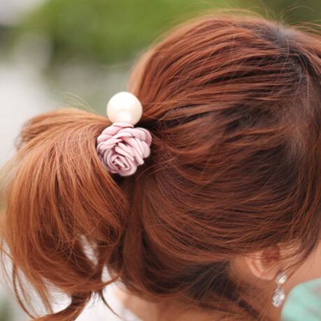 韩国进口 手工层级花瓣珍珠发圈发绳