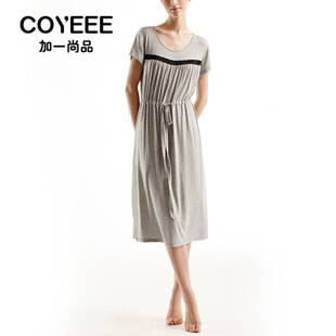 【coyeee加一尚品官方旗舰店】曼妮芬COYEEE新款 春夏莫代尔短袖睡衣圆领长裙家居服睡裙H10-004