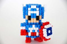 3D Marvel Captain America perler beads figure by ToroKuro