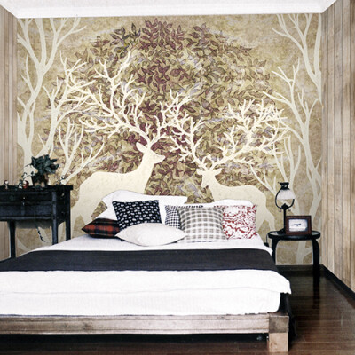 戈黎斯 查克鹿角林 艺术壁纸 无纺纸墙画 墙纸 定制大型壁画床头