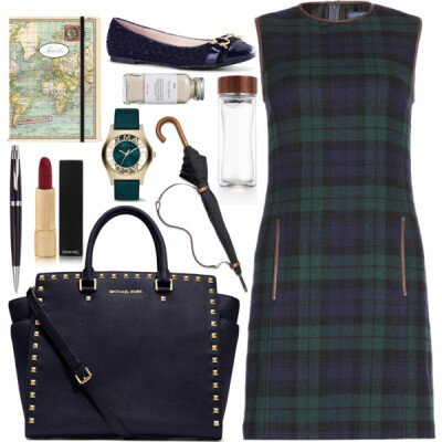 A fashion look from October 2013 featuring Ralph Lauren dresses, C. Wonder flats and MICHAEL Michael Kors tote bags. Browse and shop related looks.