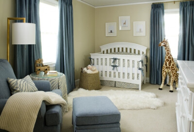 Liz Carroll Interiors - Chic blue and neutral safari nursery