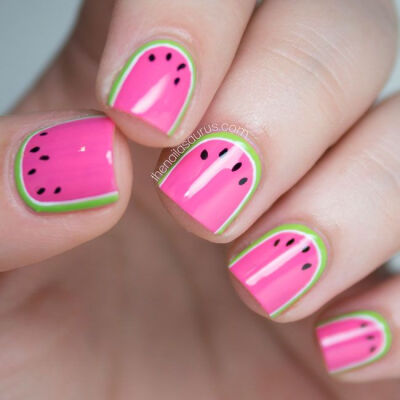 Watermelon nail art- this is just adorable!