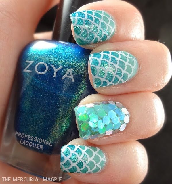 The Mercurial Magpie - Glittering Mermaid Nails - Using Zoya Charla, Wednesday &amp;amp; Mash 39