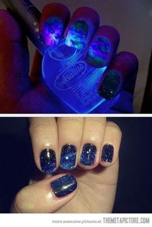 glow in the dark galaxy nails