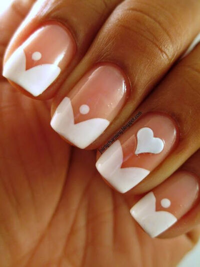 DIY NAILS | white hearts