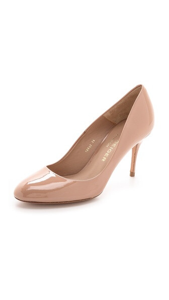 Kurt Geiger London Petal Patent Mid Heel Pumps