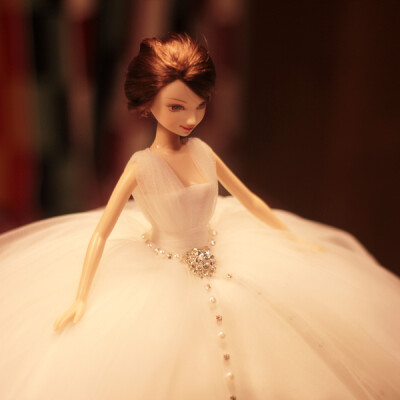 手工唯美浪漫正品婚纱芭比新娘中国娃娃七夕情人节婚庆摆件礼品