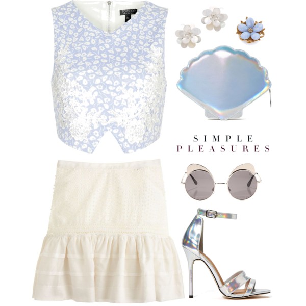 A fashion look from June 2014 featuring Topshop tops, J.Crew skirts and AERIN rings. Browse and shop related looks.