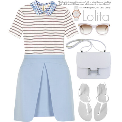 A fashion look from June 2014 featuring Tory Burch tops, Dorothy Perkins mini skirts and Old Navy flip flops. Browse and shop related looks.