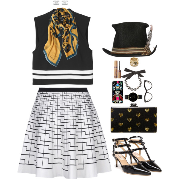 A fashion look from August 2014 featuring Monki tops, Ohne Titel mini skirts and Valentino pumps. Browse and shop related looks.