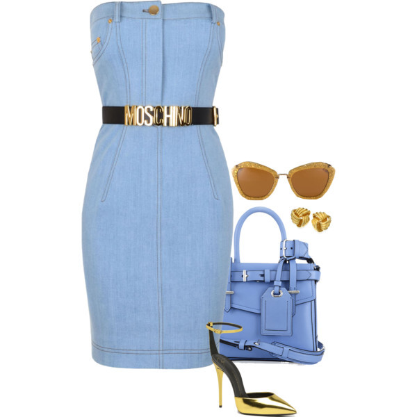 A fashion look from August 2014 featuring Moschino dresses, Reed Krakoff tote bags and Miu Miu sunglasses. Browse and shop related looks.