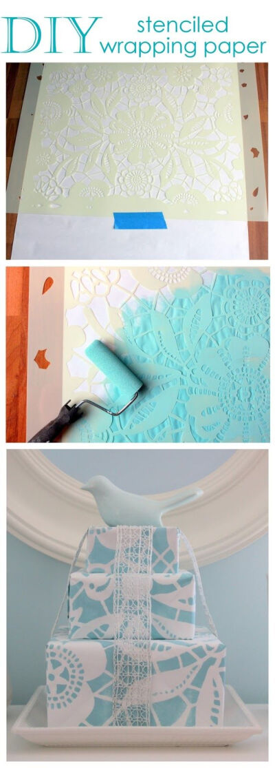 Stenciled wrapping paper