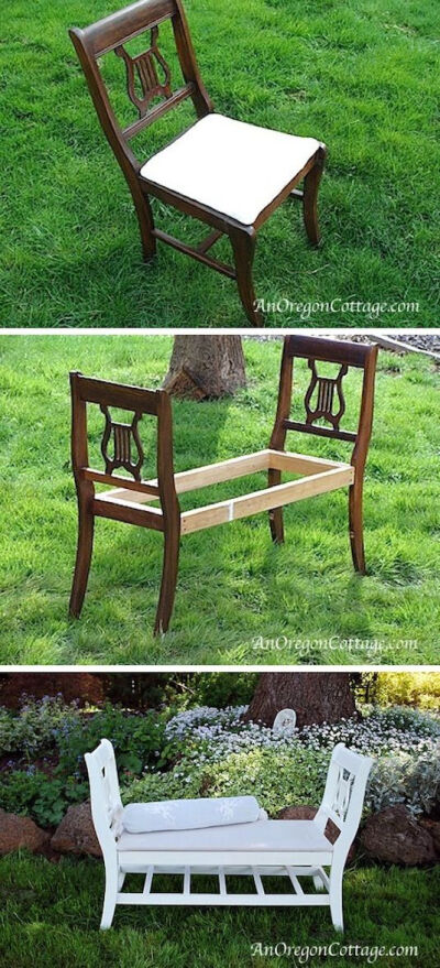 20 Unusual Furniture Hacks | Chair turned into a bench