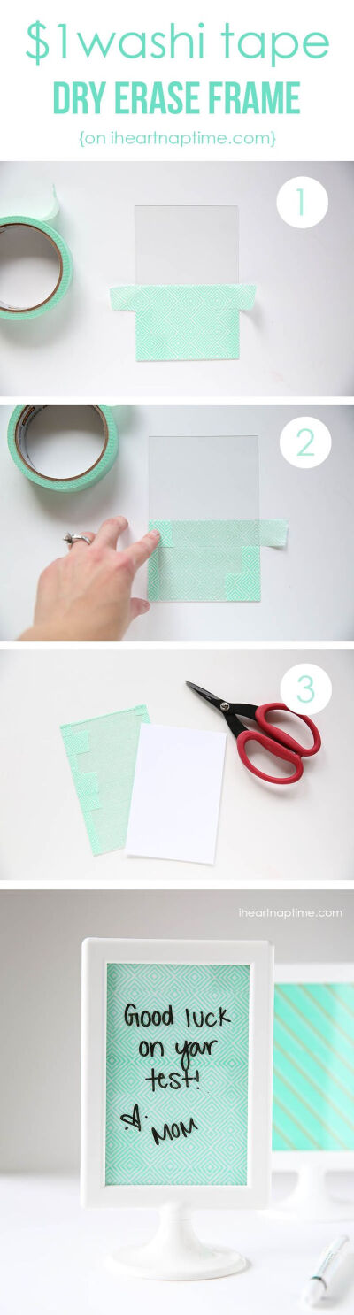 Create these washi tape dry erase frames for a buck! #DIY #scotchBTS #ad