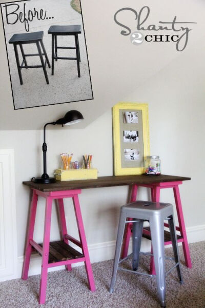 DIY desk made from barstools!!