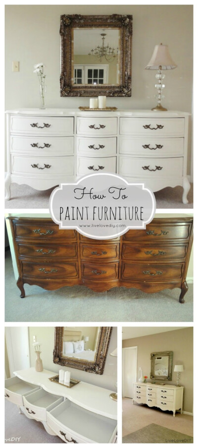 How To Paint Furniture: Great tutorial anyone can use to update old furniture!