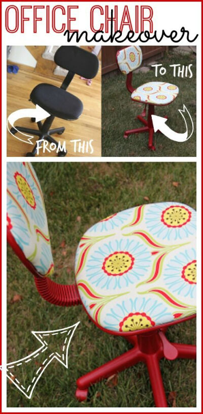 i love this simple way to redo an office chair into a Craft Room Chair - so awesome! Sugar Bee Crafts