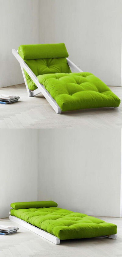 a chaise lounge that spreads flat into a comfy sleep surface for guests