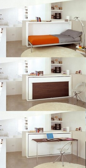 So ingenious! It's a bed, it's a shelf, it's... a workstation! Think I could DIY one for the spare room?