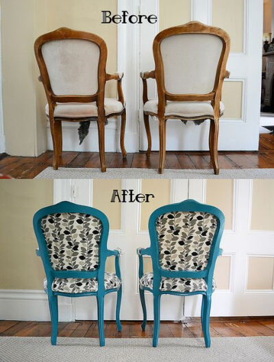 Craigslist DIY Chair Makeover- Painted, Glazed, and Upholstered- Back by TheatreDork25, via Flickr