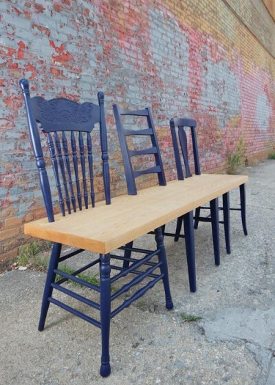 Never bench great Upcycle ideas like these!! Transform old #chairs into an #UocycledBench! #DIY #Upcycled #Upcycle #Recycled #Recycle #ReUse #MakeYourOwn #Trashthetic #Craft #ReMix #UpcycledCraft #Rec…