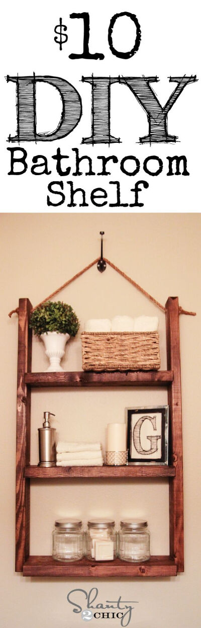 DIY: Super cute and easy Shelf for the bathroom! LOVE this idea!