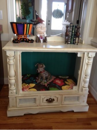 Old TV converted to pet bed! Love this!!