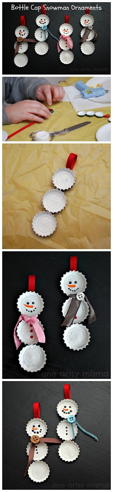 DIY – Bottle cap snowmen