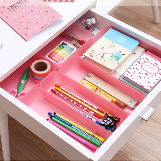 简约公社 创意家居 简洁纯色抽屉餐具整理盒/桌面多用收纳盒
