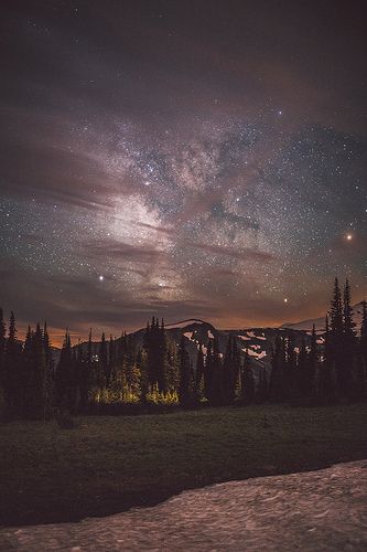 Looking at the Milky Way through the clouds in Mt Rainier National Park. #national #park #forest #mountain #photography #mtrainer