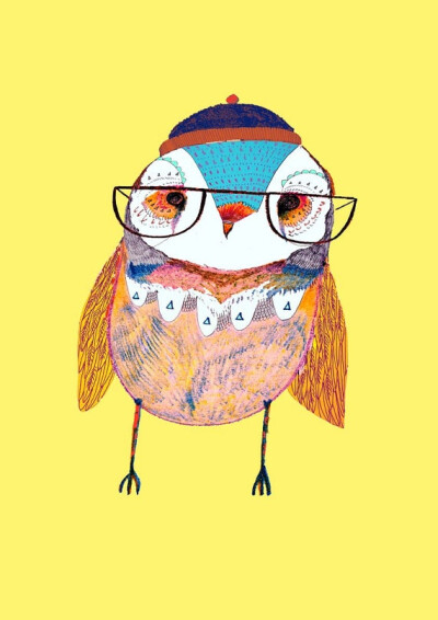 The Cutest Owl. Illustration, Owl Drawing Print.