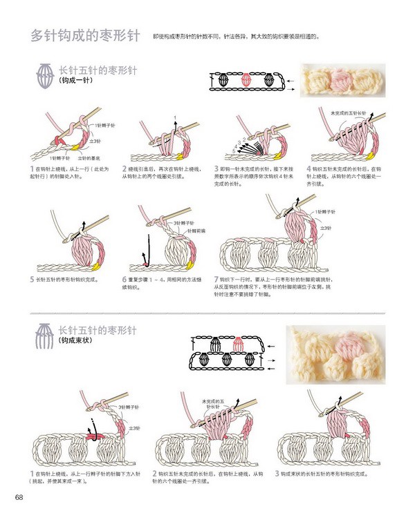 《钩针编织基础》多针钩成的枣形针