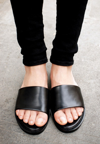 ALEX SARA 春夏黑白简约一字拖鞋凉鞋沙滩凉拖鞋女单鞋