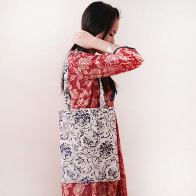旧时ta 小布包中国风女包单肩手提原创复古民族手工布包女青花瓷