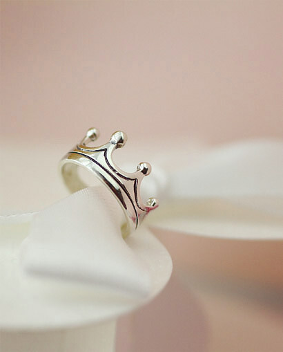 开口小皇冠 925纯银戒指 小关节戒指尾戒女 简约小清新 时尚女戒