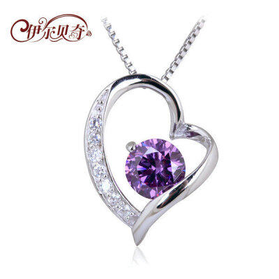 泰银 心形紫水晶项链 女 表白示爱礼物