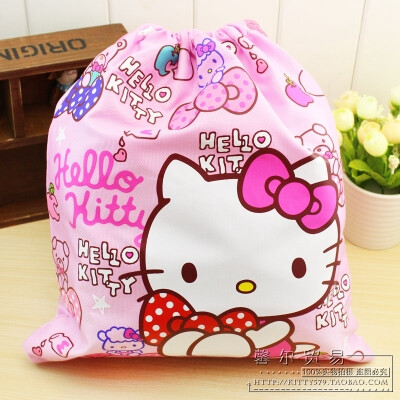 hello kitty凯蒂猫 卡通可爱无纺布 手拎 束口袋 化妆袋 收纳袋