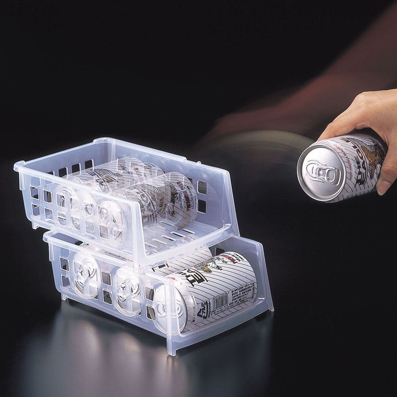 日本冰箱收纳盒 易拉罐收纳筐 饮料置物盒 啤酒收纳格 塑料整理盒