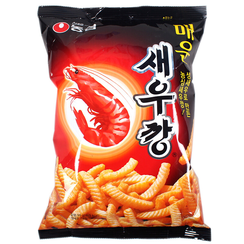 韩国进口 农心辣味虾条90g 非国产 健康非油炸 膨化食品6369