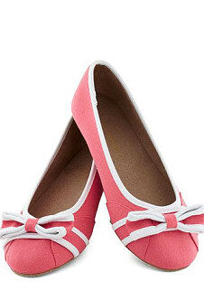 *Samyo美国代购 复古可爱深粉色白色边帆布蝴蝶结浅口平底单鞋