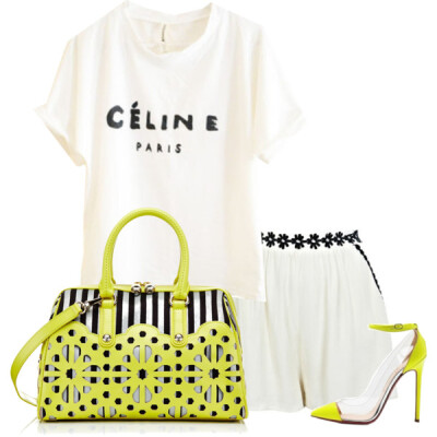 A fashion look from July 2013 featuring CÉLINE t-shirts, Miss Selfridge shorts and Henri Bendel handbags. Browse and shop related looks.