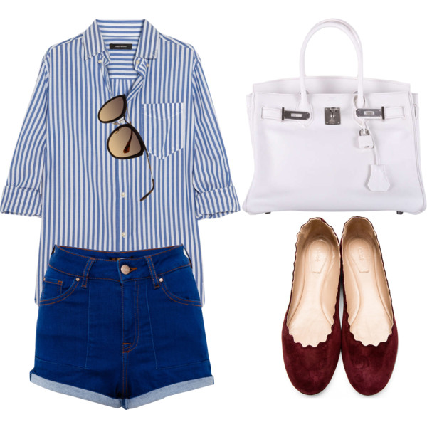 A fashion look from July 2014 featuring Isabel Marant tops, Pull&amp;amp;Bear shorts and Chloé flats. Browse and shop related looks.