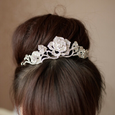名贵风格3012韩式新娘玫瑰皇冠头饰饰品 婚纱礼服配套皇冠